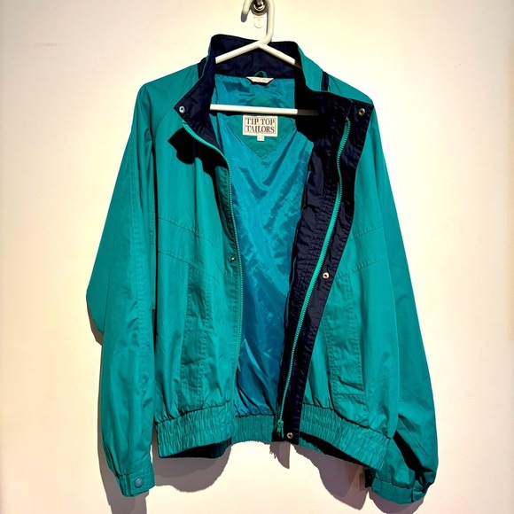 Vintage 90s Teal Windbreaker XL – Tip Top Tailors Retro Ski Jacket Streetwear - Picture 1 of 13